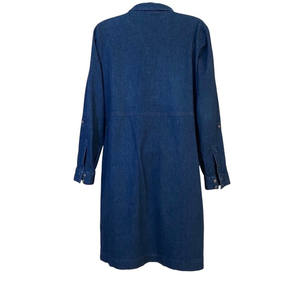 J. Jill Denim Jean Shirt Dress Size Small Petite Quarter Button Chambray Pockets - Picture 5 of 15